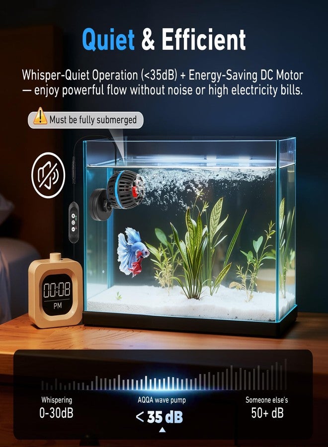 AQQA Magnetic Wave Maker for Aquarium - DC 12V Circulation Pump with External Controller, 4-Speed Adjustable Flow & Feeding Mode, Submersible Powerhead for Freshwater Saltwater Tanks (20W 2115GPH) - Image 4